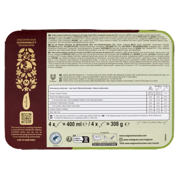 Magnum Pistacchio 4 Gelati 308 g