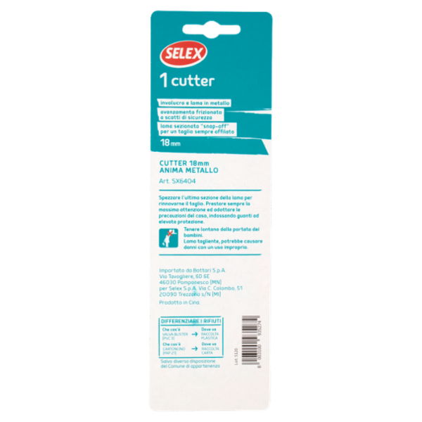 Selex Cutter 18 mm con Anima in Metallo