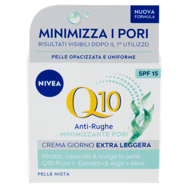 Nivea Q10 Anti-Rughe Minimizzante Pori Crema Giorno Extra Leggera SPF 15 Pelle Mista 50 ml