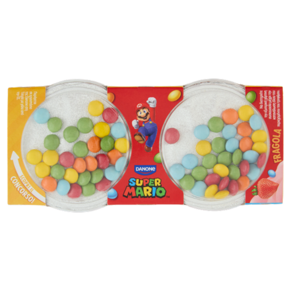 DANONE Super Mario, Yogurt gusto Fragola con Confettini, 2x110g