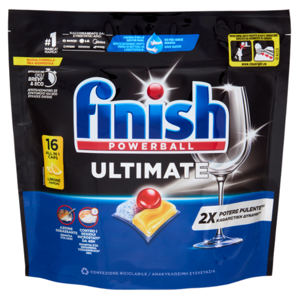 Finish Ultimate Limone pastiglie lavastoviglie 16 lavaggi 206,4 g