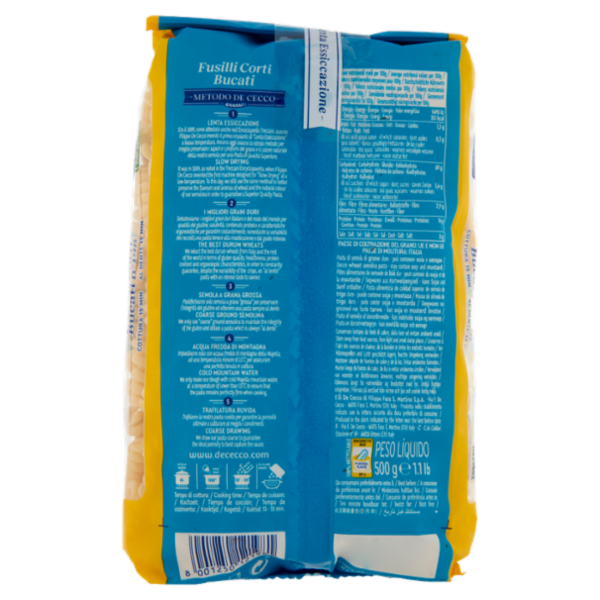 De Cecco Fusilli Corti Bucati n°198 500 g