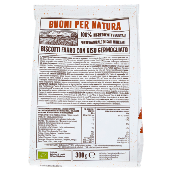 Germinal Bio Buoni per Natura Biscotti Farro con Riso Germogliato 300 g