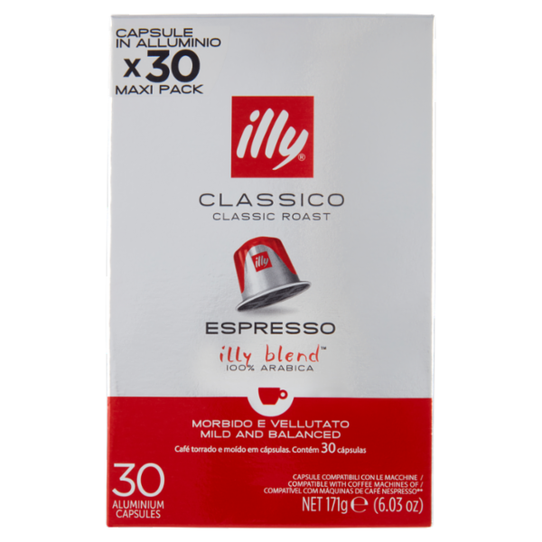 illy Classico Espresso Capsule Compatibili con le Macchine Nespresso* 30 Capsule in Alluminio 171g