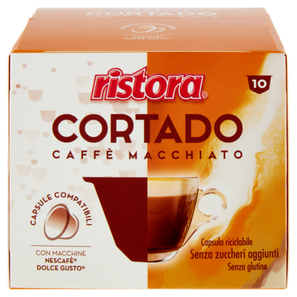 ristora Cortado Caffè Macchiato Capsule Compatibili con Macchine Nescafè Dolce Gusto 10 x 8 g