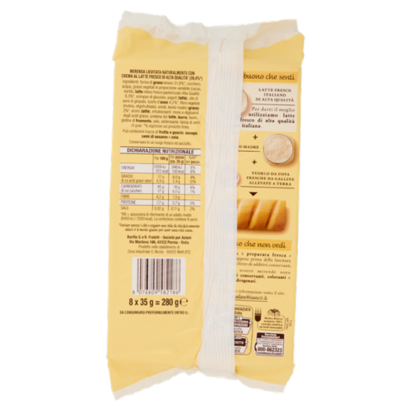 Mulino Bianco Flauti Latte Merenda con 100% Latte Fresco Italiano 8 pezzi 280g