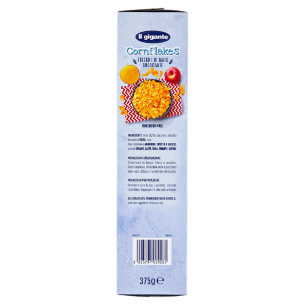 IL GIGANTE Cornflakes Fiocchi di Mais Croccante 375 g