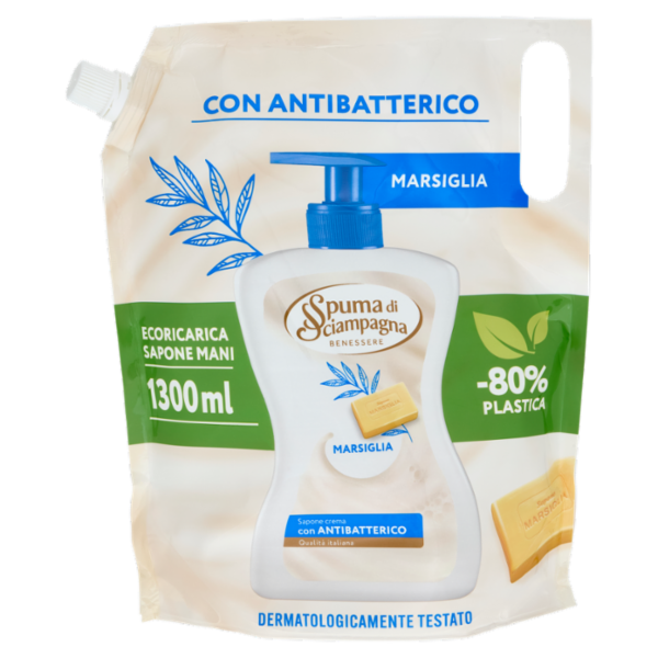 Spuma di Sciampagna Benessere Sapone crema Marsiglia Ecoricarica 1300 ml