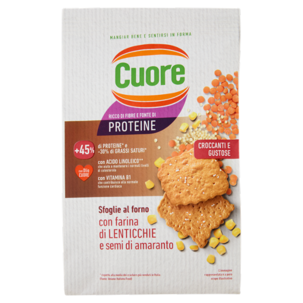 Cuore Sfoglie al forno con farina di Lenticchie e semi di amaranto 170 g