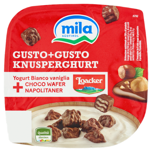 mila Gusto+Gusto Yogurt Bianco vaniglia + Choco Wafer Napolitaner 150 g