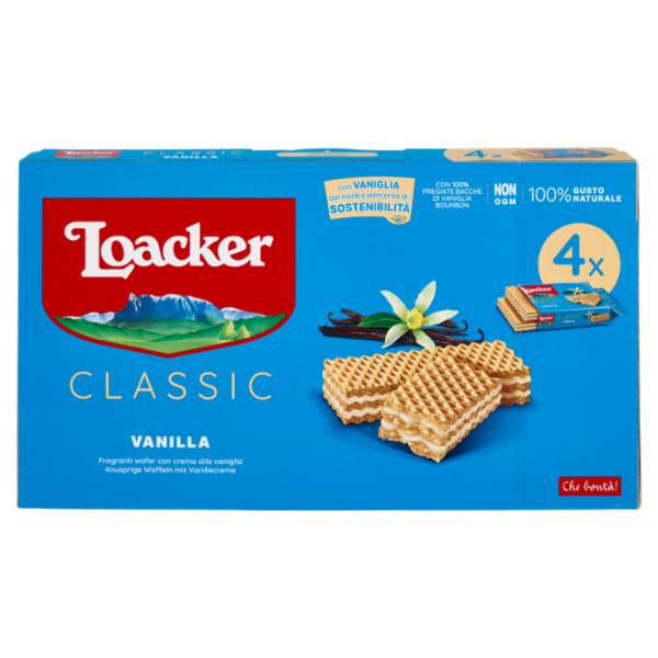 Loacker Classic Vanilla Wafer con crema alla Vaniglia Bourbon del Madagascar Wafers 45gx4