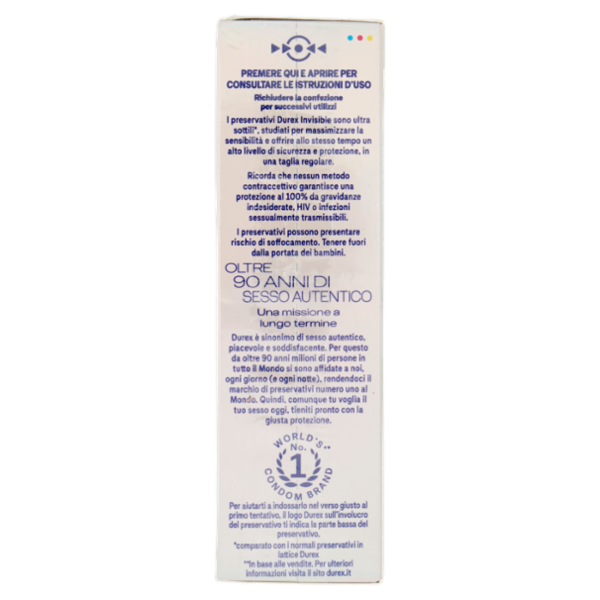 Durex Preservativi Invisible Ultra Sottili, 10 Profilattici