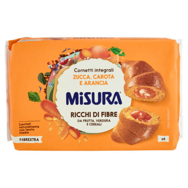 Misura Fibrextra 6 Cornetti integrali Zucca, Carota e Arancia 308 g