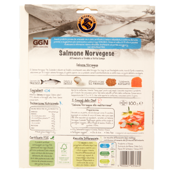 The Icelander Salmone Norvegese Affumicato a freddo a fetta Lunga 100 g