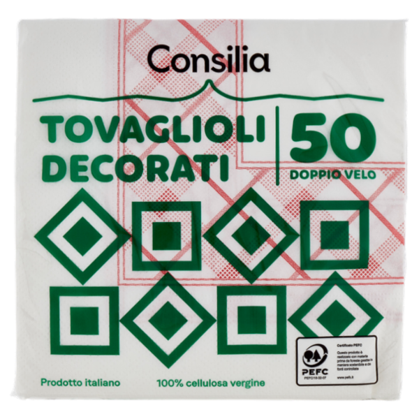 Consilia Tovaglioli 2 Veli 33X33 cm Decorati 50 pezzi