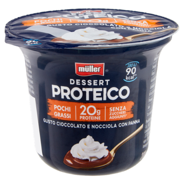 müller Dessert Proteico Gusto Cioccolato e Nocciola con Panna 200 g