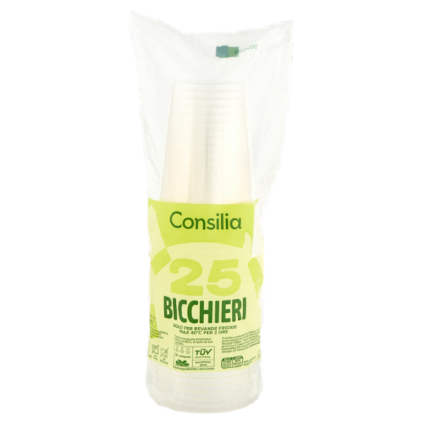Consilia Bicchieri in PLA Trasparenti e Compostabili 390 cc 25 pezzi