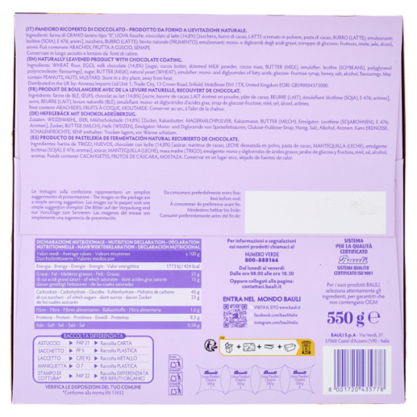 Bauli Pandorì l'Uovo Ricoperto di Cioccolato al Latte 550 g