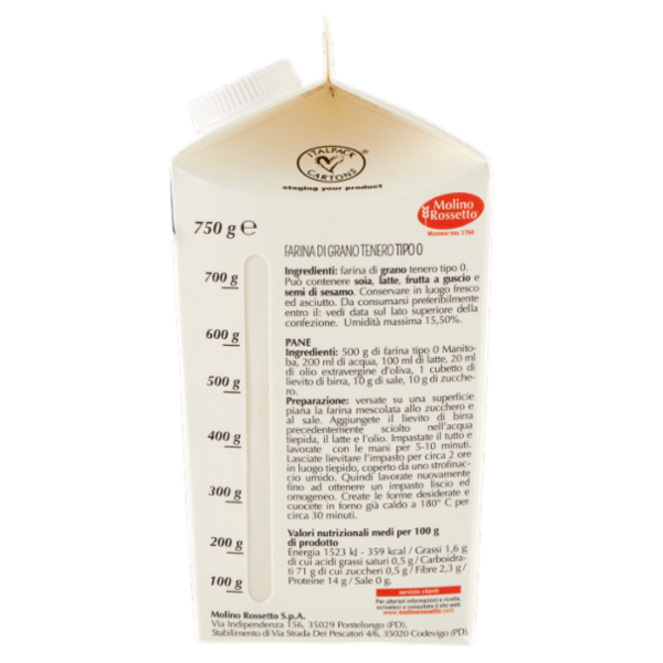 Molino Rossetto Farina di grano tenero tipo 0 Manitoba 750 g