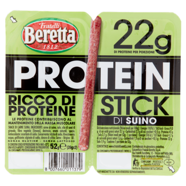 Fratelli Beretta Protein 22g Stick di Suino 2 x 26 g