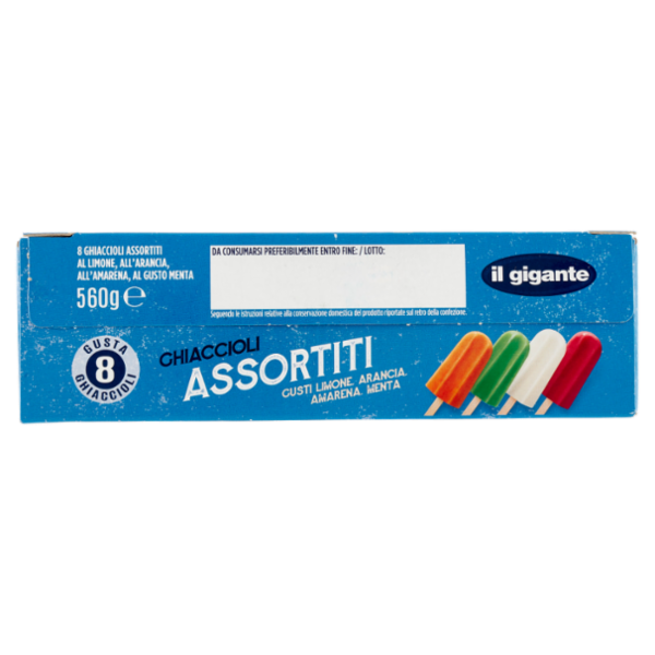 IL GIGANTE Ghiaccioli Assortiti Gusti Limone, Arancia, Amarena, Menta 8 x 70 g