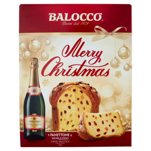 Balocco Merry Christmas il Panettone 750 g & Morando Gran Prestige Vino Spumante Dolce 75 cl