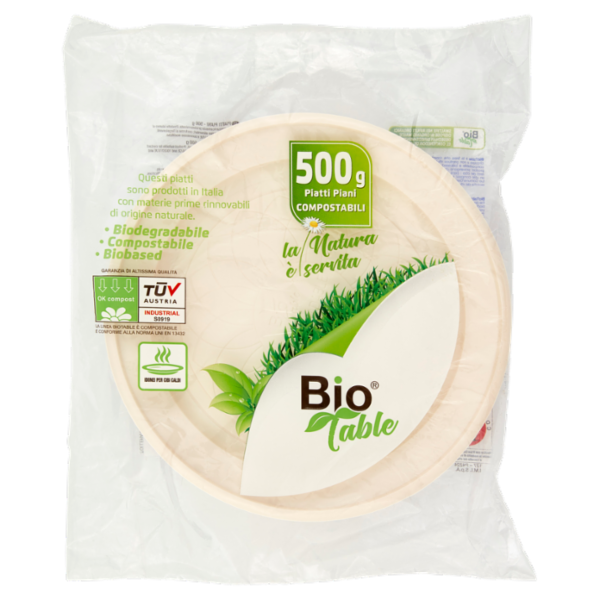 Bio Table Piatti Piani Compostabili 500 g