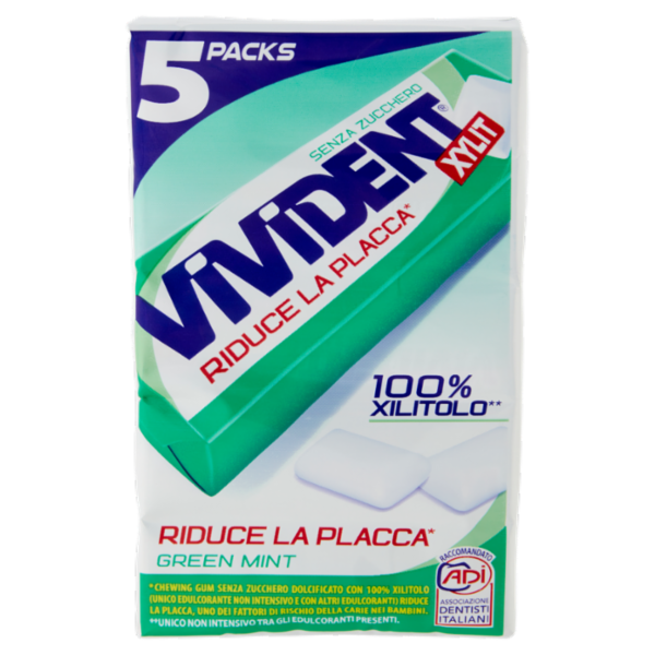 Vivident Xylit Green Mint 5 Packs 67,5 g