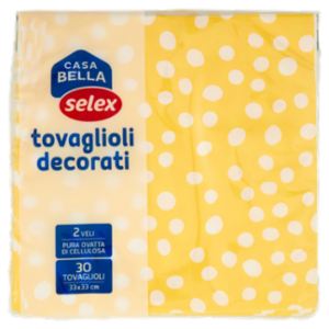 Selex Casa Bella Tovaglioli 2 Veli 33X33 Cm Decoro Pois Giallo 30 Pezzi