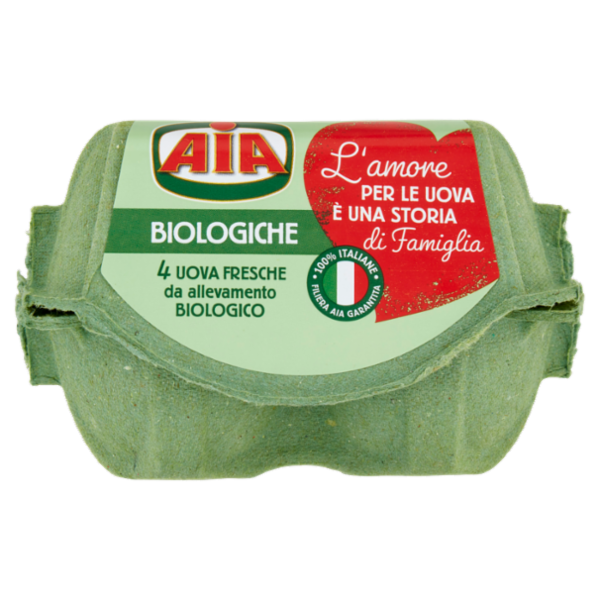 Aia Biologiche 4 Uova Fresche da allevamento Biologico 220 g