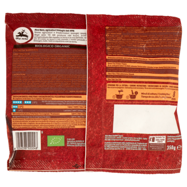 alce nero Passato Rustico Lenticchie e Carote 350 g