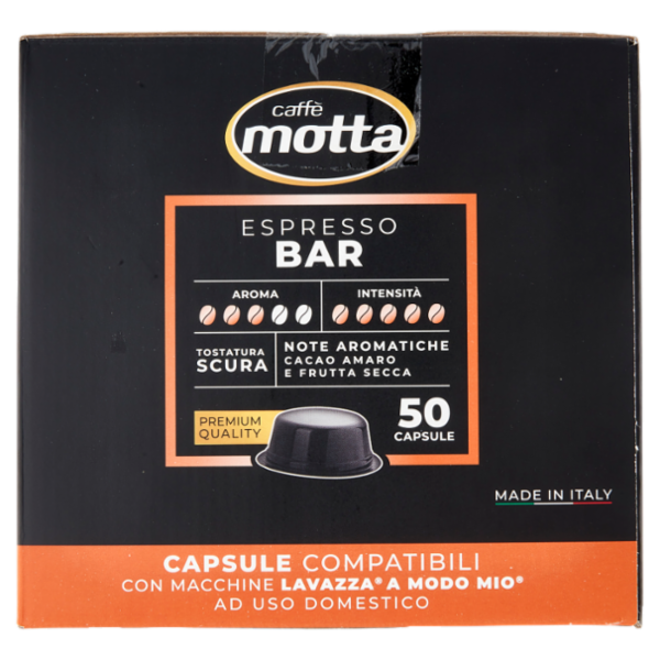 caffè motta Espresso Bar Capsule Compatibili con Macchine Lavazza A Modo Mio 50 x 7 g