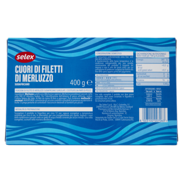 Selex Cuori di Filetti di Merluzzo Surgelati 400 g