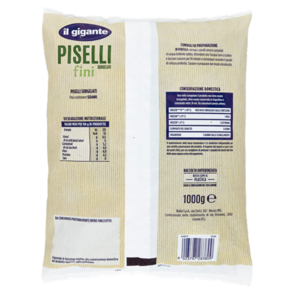 IL GIGANTE Piselli fini Surgelati 1000 g