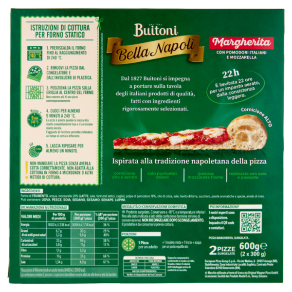 Buitoni Bella Napoli Margherita x2 Pizza surgelata 600 g