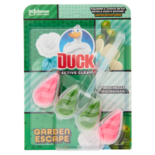 Duck Active Clean - Tavoletta Igienizzante WC, Fragranza Rosa e Fiori di Loto, 38,6 g