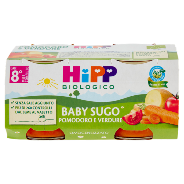 HiPP Biologico Baby Sugo Pomodoro e Verdure Omogeneizzato 2 x 80 g
