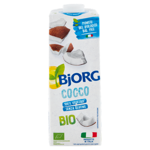 BJORG Latte di Cocco Bevanda Bio, 100% Ingredienti Vegetali, Senza Glutine, Prodotto in Italia, 1L
