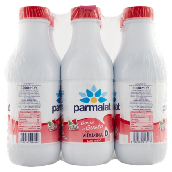 parmalat Bontà e Gusto con Vitamina D 100% Latte d'Italia Latte Intero 6 x 1000 ml
