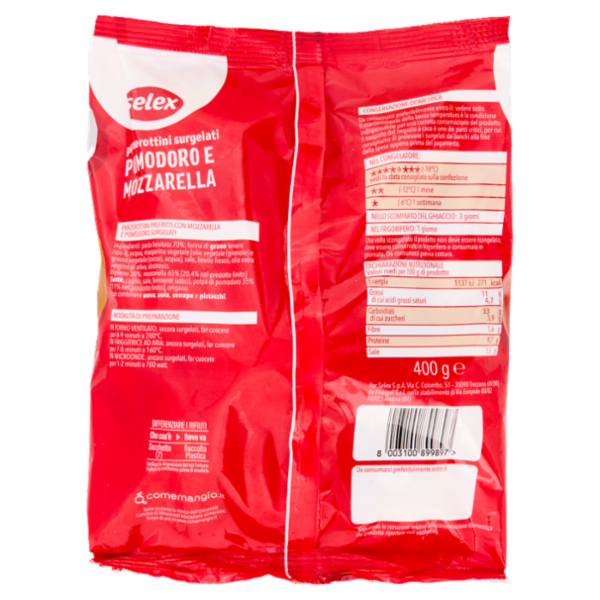 Selex Panzerottini Mozzarella e Pomodoro Surgelati 400 g