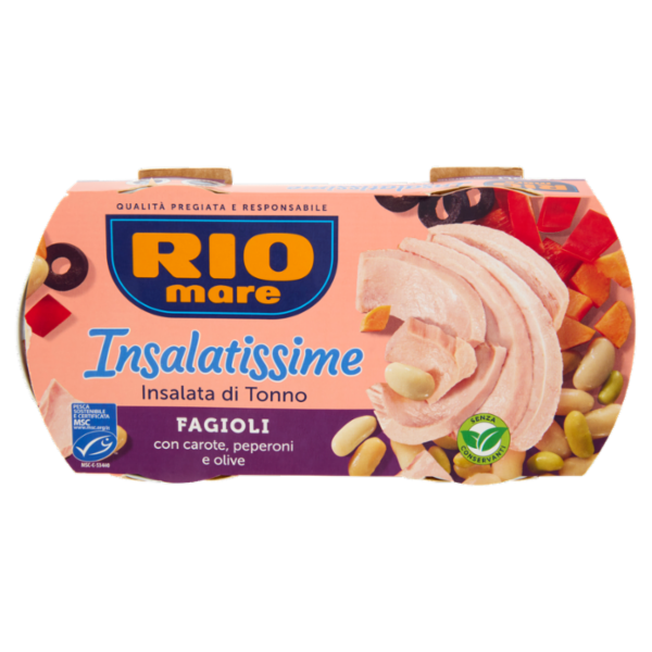 Rio mare Insalatissime Insalata di Tonno Fagioli con carote, peperoni e olive 2 x 160 g