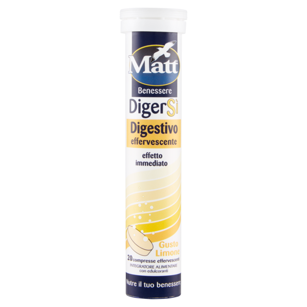 Matt Benessere DigerSì Digestivo effervescente Gusto Limone 20 compresse 74 g