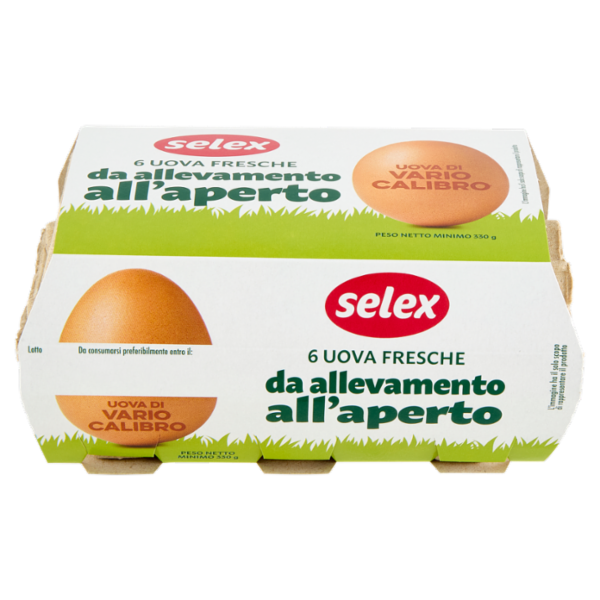 Selex 6 Uova Fresche di Vario Calibro da Allevamento all'Aperto Categoria A