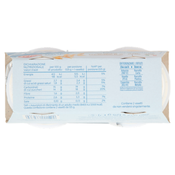 Selex Vivi Bene Yogurt con Bifidus Bianco e Cereali 2x125 g