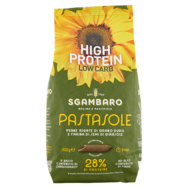 Sgambaro Pastasole Penne Rigate di Grano Duro e Farina di Semi di Girasole N°91 500 g