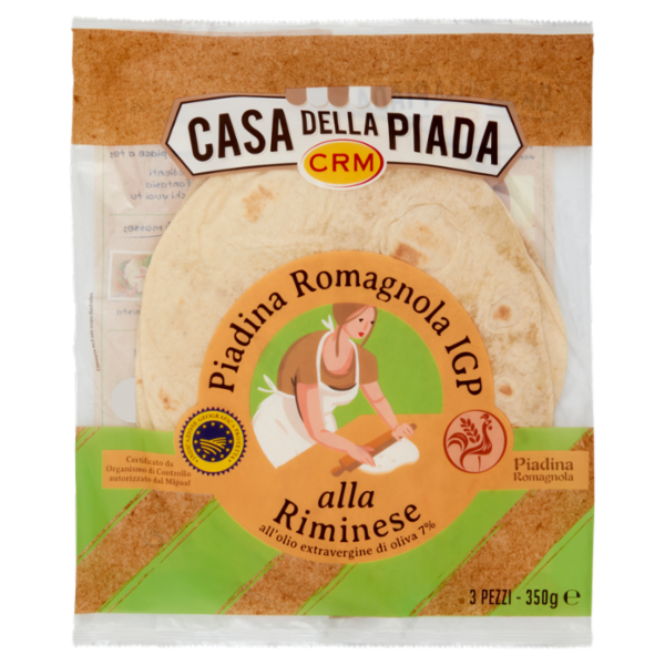 Casa della Piada Piadina Romagnola IGP alla Riminese all'olio extravergine di oliva 7% 3 Pezzi 350 g