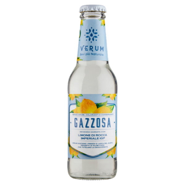 Verum Bevi più Naturale Gazzosa Bevanda Gassata con Limone di Rocca Imperiale IGP 200 ml