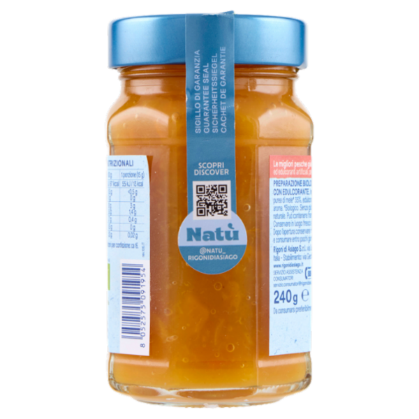 Rigoni di Asiago Natù Senza Zuccheri Aggiunti° Pesche Gialle bio 240 g