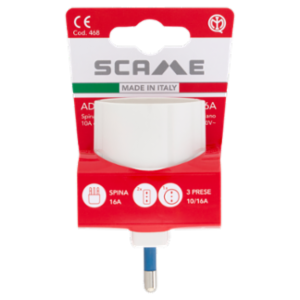 Scame Adattatore Multiplo 16A Spina 16A 2 Prese 10/16A, 1 Presa 10/16A (tedesco 16A), 2P+T 250V