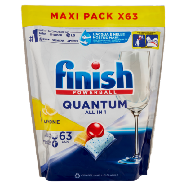 Finish Quantum All In One Lemon pastiglie lavastoviglie 63 lavaggi 655,2 g
